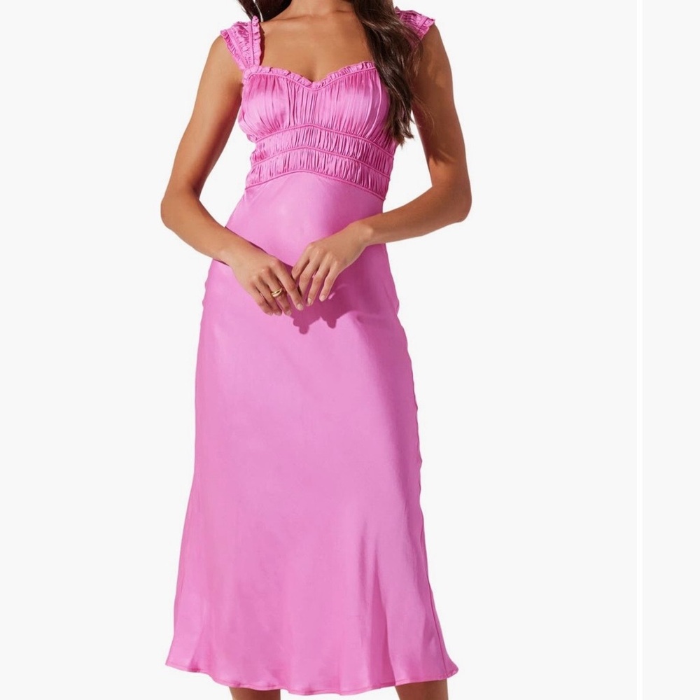 ASTR the Label Enola Smock Bodice Satin Dress